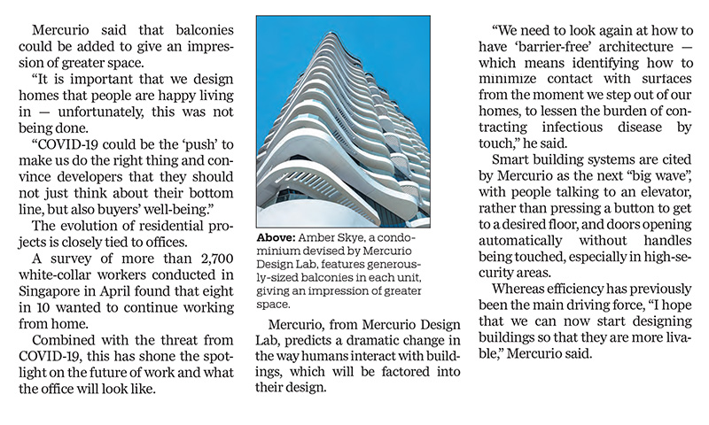 China Daily Publishes Mercurio’s Architectural Resolution to Covid-19