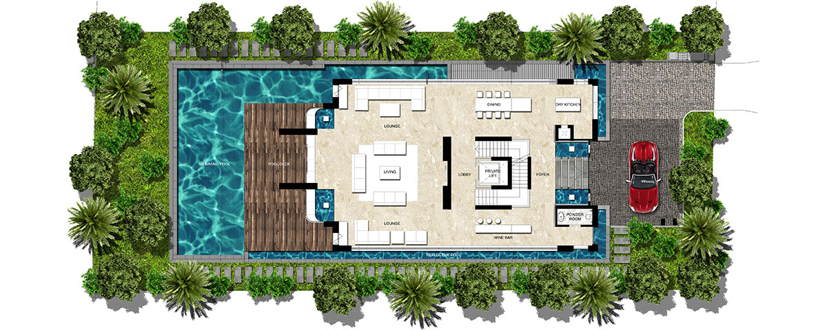 FLOOR PLAN OF THE GROUND LEVEL.